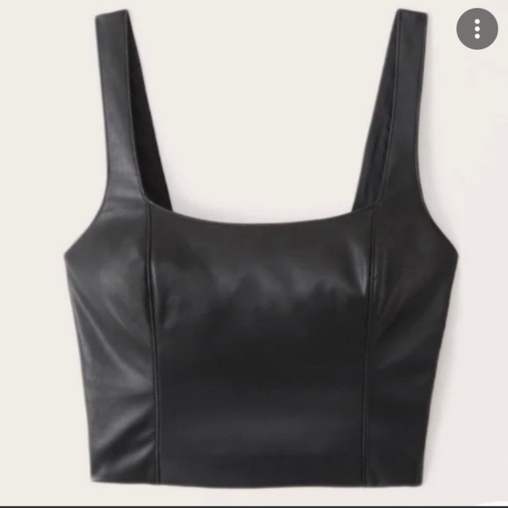 Black leather crop top